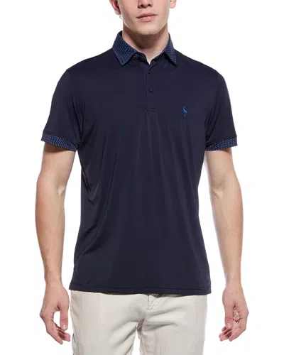 Tailorbyrd Micro Perforated Performance Polo Shirt In Blue