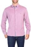 Tailorbyrd Micro Pique Long Sleeve Button-up Shirt In Aubergine