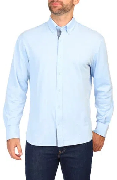 Tailorbyrd Micro Pique Long Sleeve Button-up Shirt In Light Blue