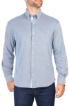 Tailorbyrd Micro Pique Long Sleeve Button-up Shirt In Navy
