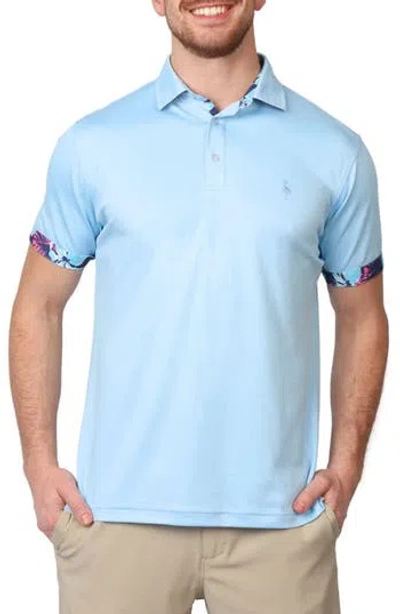 Tailorbyrd Tropical Trim Modal Blend Piqué Polo In Light Blue