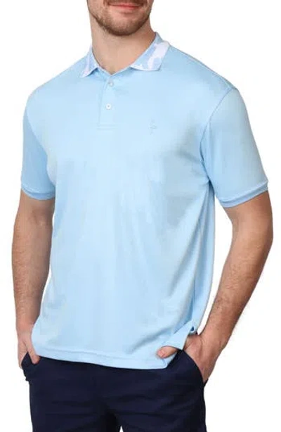 Tailorbyrd Jacquard Tropical Floral Collar Micro Piqué Polo In Light Blue