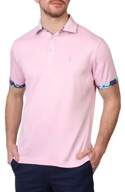 Tailorbyrd Tropical Trim Modal Blend Piqué Polo In Light Pink