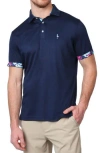 Tailorbyrd Tropical Trim Modal Blend Piqué Polo In Navy