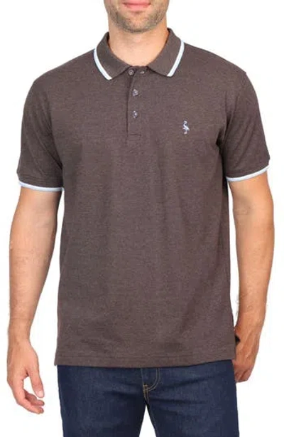 Tailorbyrd Micro Tipped Piqué Polo In Brown Heather