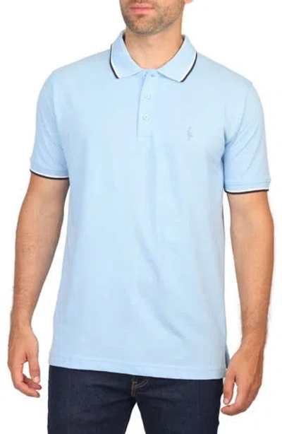 Tailorbyrd Micro Tipped Piqué Polo In Light Blue Heather