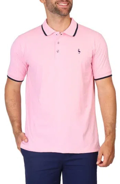 Tailorbyrd Micro Tipped Jersey Knit Polo In Light Pink