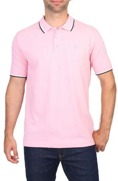 Tailorbyrd Micro Tipped Piqué Polo In Pink Heather