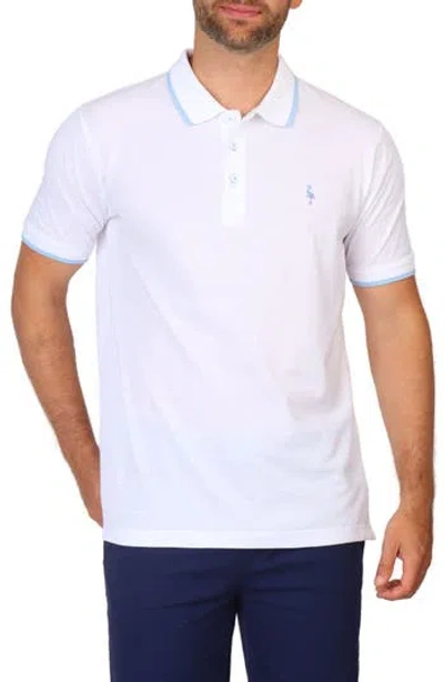 Tailorbyrd Micro Tipped Jersey Knit Polo In White