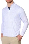 Tailorbyrd Mini Geometric Quarter Zip Performance Polo In Dove White