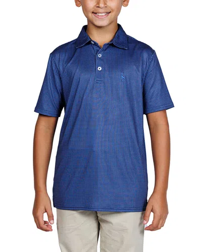 Tailorbyrd Kids'  Mini Houndstooth Performance Polo Shirt In Blue