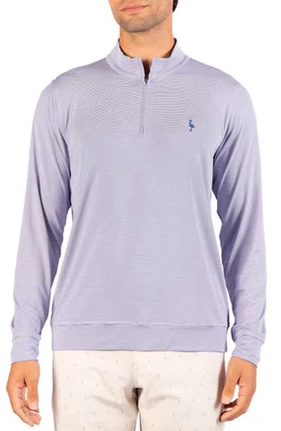 Tailorbyrd Mini Stripe Performance Quarter Zip Pullover In Sapphire Blue
