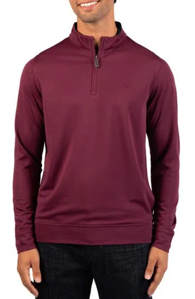 Tailorbyrd Modal Blend Quarter Zip Polo In Aubergine