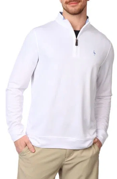Tailorbyrd Modal Blend Quarter Zip Polo In Dove White