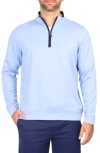 Tailorbyrd Modal Blend Quarter Zip Pullover In Oxford Blue