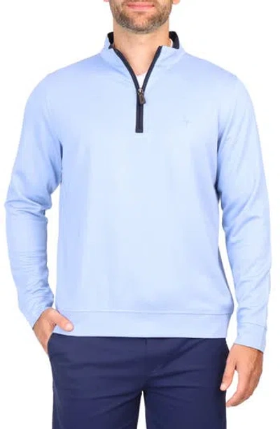 Tailorbyrd Modal Blend Quarter Zip Pullover In Oxford Blue