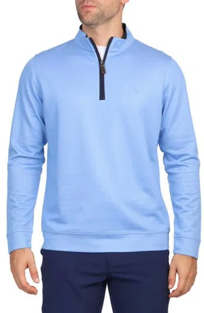 Tailorbyrd Modal Blend Quarter Zip Pullover In Oxford Blue