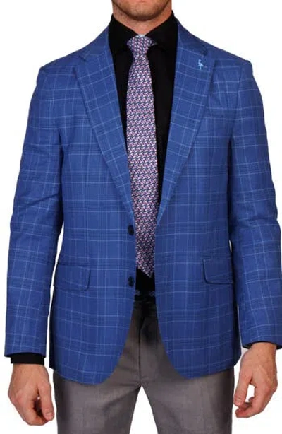 Tailorbyrd Modern Fit Textured Shadow Plaid Sport Coat In Blue