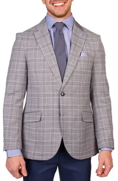 Tailorbyrd Modern Fit Textured Shadow Plaid Sport Coat In Gray