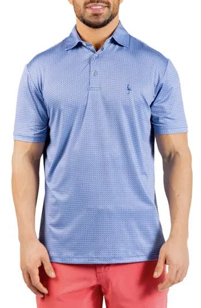 Tailorbyrd Mosaic Tiles Printed Performance Polo In Blue