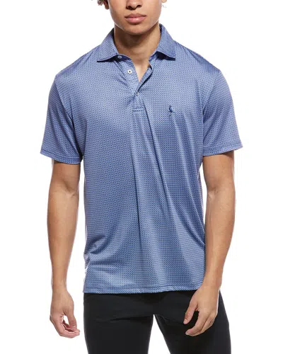 Tailorbyrd Mosaic Tiles Printed Performance Polo Shirt In Blue