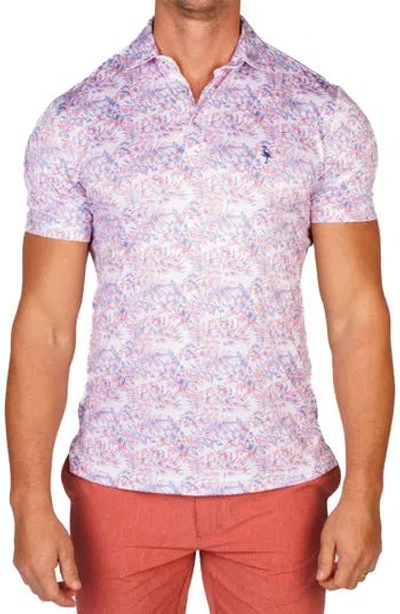 Tailorbyrd Multicolor Hibiscus Performance Golf Polo In Purple