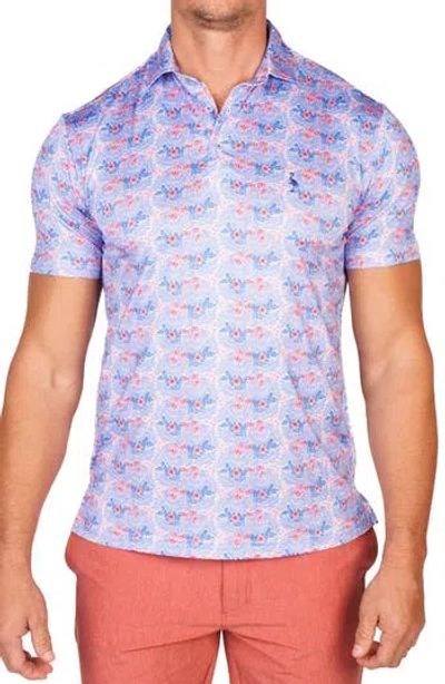 Tailorbyrd Nautical Bloom Performance Golf Polo In Blue