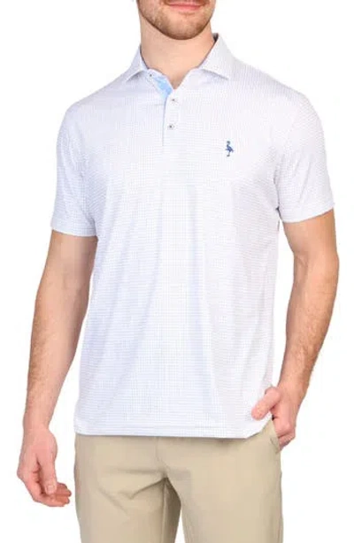 Tailorbyrd Neon Grid Performance Polo In Dove White