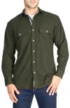 Tailorbyrd Long Sleeve Flannel Button-up Shirt In Green