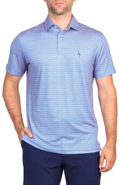 Tailorbyrd Orange Slice Print Performance Polo In Royal Blue