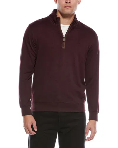 Tailorbyrd Ottoman Knit 1/4-zip Pullover In Red