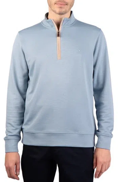 Tailorbyrd Ottoman Rib Quarter Zip Sweater In Blue