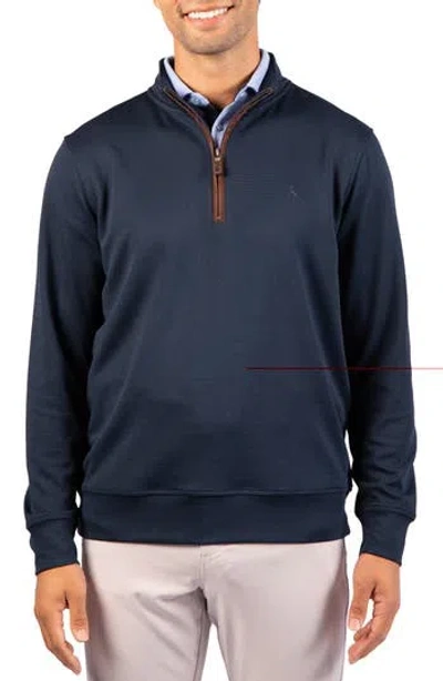 Tailorbyrd Ottoman Rib Quarter Zip Sweater In Navy