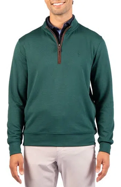 Tailorbyrd Ottoman Rib Quarter Zip Sweater In Pine