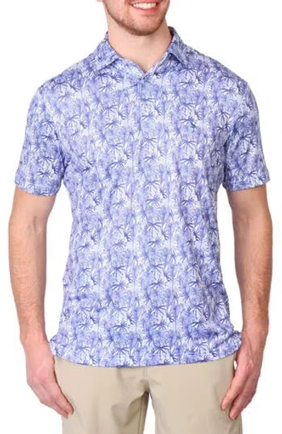 Tailorbyrd Outlined Leaves Performance Polo In Navy