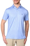 Tailorbyrd Overlapping Flowers Performance Polo In Blue