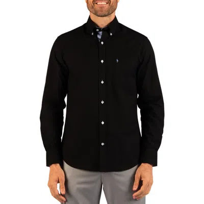 Tailorbyrd Oxford Cotton Button-down Shirt In Black