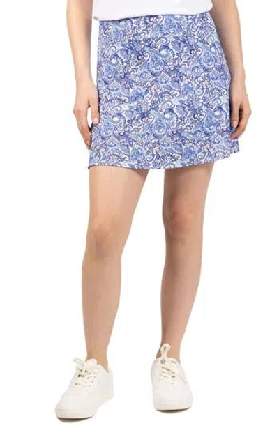 Tailorbyrd Paisley Print Performance Skort In Blue