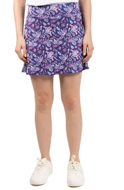 Tailorbyrd Paisley Print Performance Skort In Blue