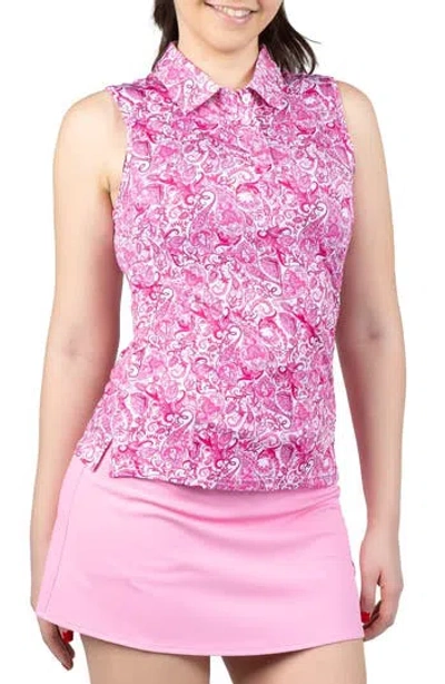 Tailorbyrd Paisley Print Polo Tank In Pink