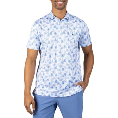 Tailorbyrd Palm Tree Print Polo In Blue