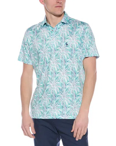 Tailorbyrd Palm Trees Performance Polo Shirt In Blue