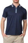 Tailorbyrd Perforated Quarter Zip Performance Polo In Navy