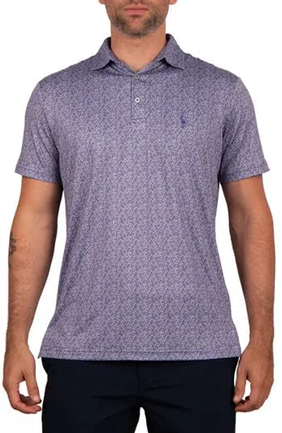 Tailorbyrd Performance Ditzy Print Polo In Purple