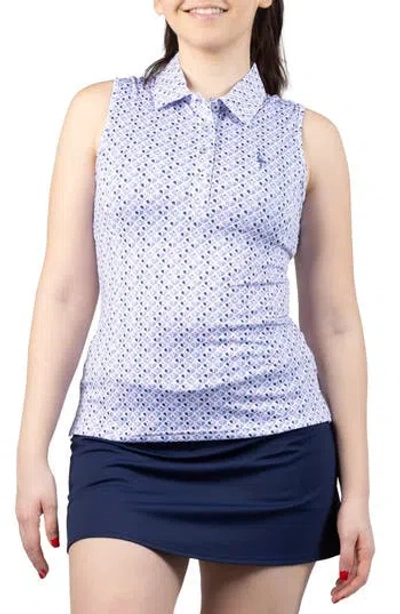 Tailorbyrd Pickleball Print Polo Tank In Blue