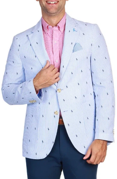 Tailorbyrd Pinstripe Seersucker Sport Coat In Blue