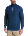 Tailorbyrd Pique Knit 1/4-zip Mock Sweater In Blue