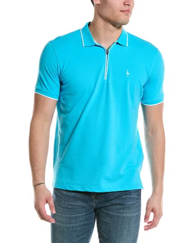 Tailorbyrd Pique Zip Polo Shirt In Blue