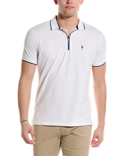 Tailorbyrd Pique Zip Polo Shirt In White