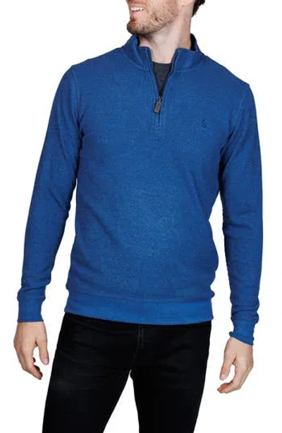 Tailorbyrd Quarter Zip Cozy Knit Pullover In Blue
